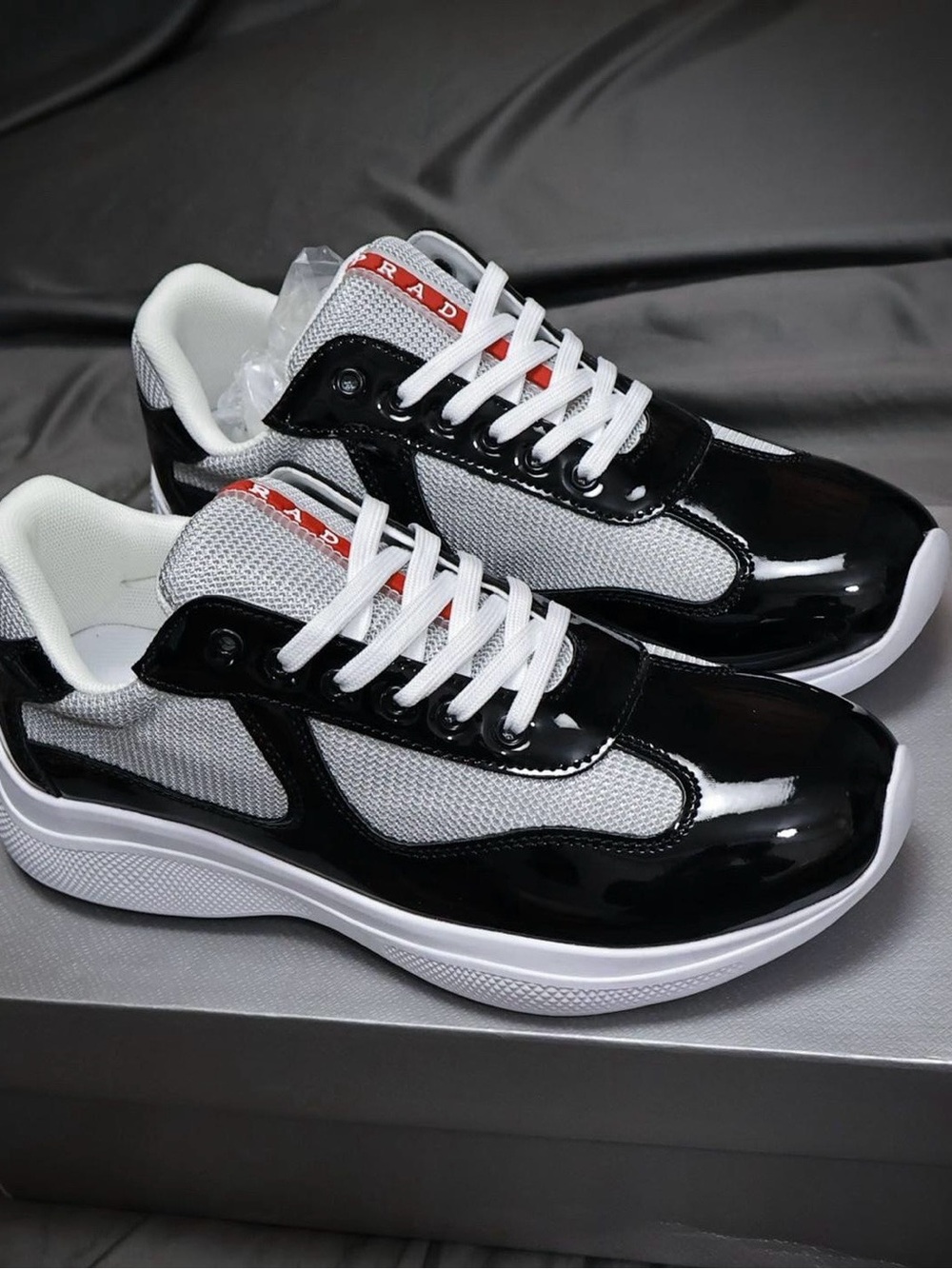 Prada Black, White & Red Men's Sneakers